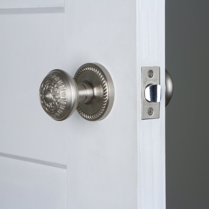 Grandeur Newport Rosette Passage with Windsor Door Knob, 2 3/8", Satin Nickel