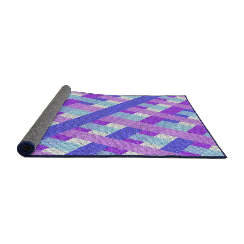 Tapis mauve à motif géométrique Klima, Rond 8 pi
