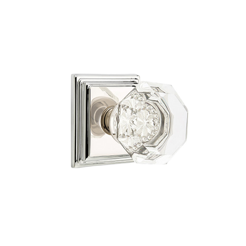 Ensemble de boutons de passage Emtek avec rosette Wilshire et bouton Old Town, Nickel poli