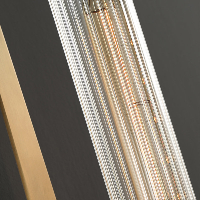 25" Modern Tube Clear Ribber Glass Single Wall Sconce Lighting Fixture in Brass, Brass