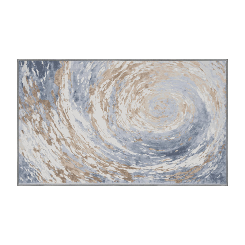 Machine Washable Gray Area Rug, Rectangle 5' x 7'