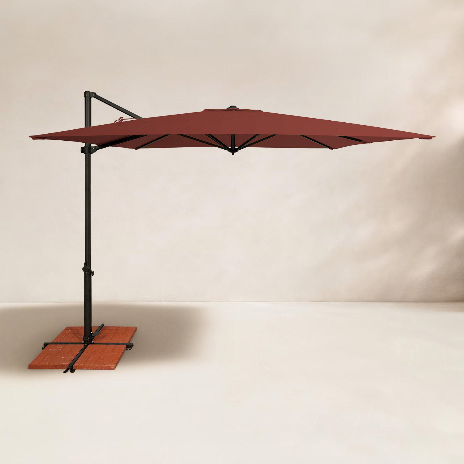 Cora 8.6' Sunbrella® Cantilever Umbrella, Canvas Henna Sunbrella® Canvas, Black