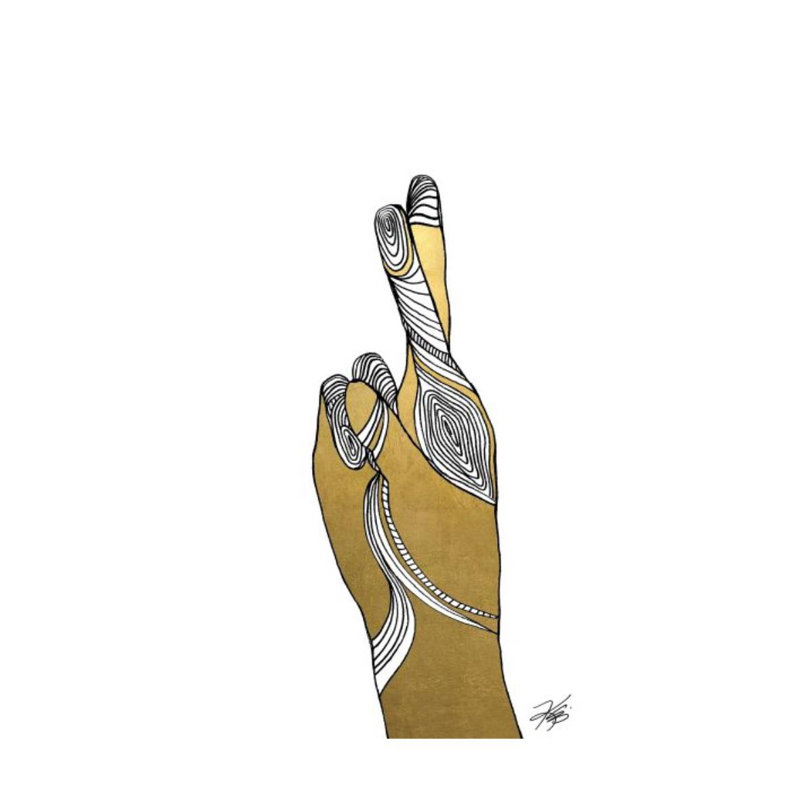 Sign Language X Print by Kelli Ellis, Gilded Gold, 32" H x 24" W x 1.5" D