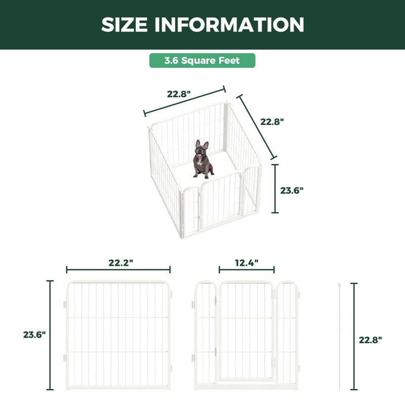 Parc pour chien d'intérieur et sans fx de FXW HomePlus, H 24 po x l 22,8 po x P 22,8 po, Blanc