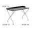Bureau d'ordinateur Eriksen avec bordure surélevée et structure en métal argenté-24678337
