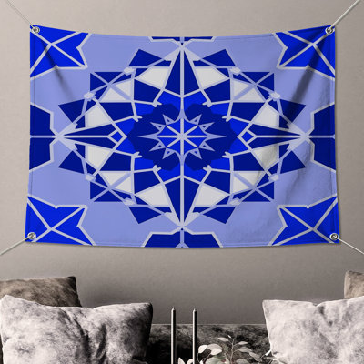 Tapisserie murale mandala géométrique bleue - Mandala