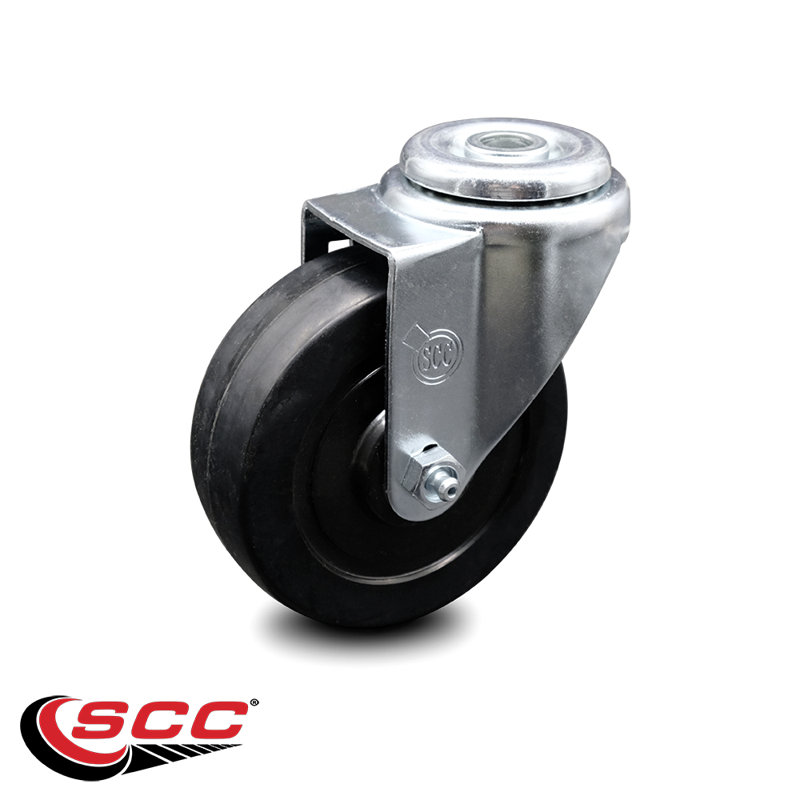 4 Inch Soft Rubber Wheel Swivel Bolt Hole Caster Service Caster Brand