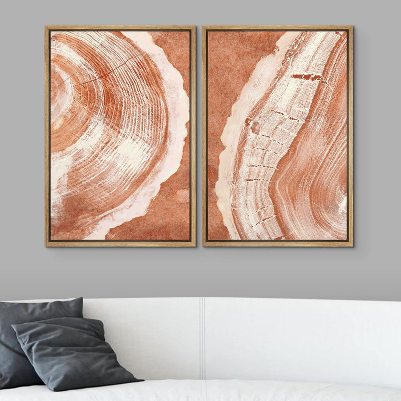 Gros plan orange, anneau d'arbre en bois, détails, nature sauvage, art moderne, rustique, coloré, ultra, 2 pièces, Naturel