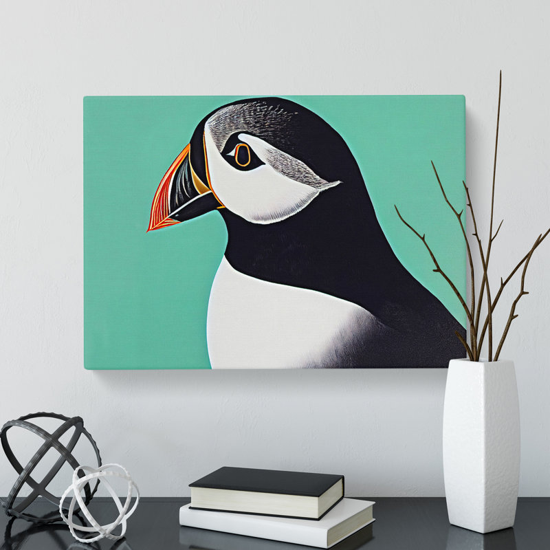Stellar Puffin Bird - Wrapped Canvas
