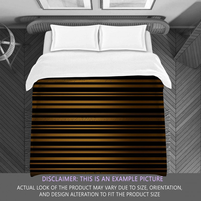 Polyester Comforter, Twin Extra Long Comforter, Black/Gold Striped