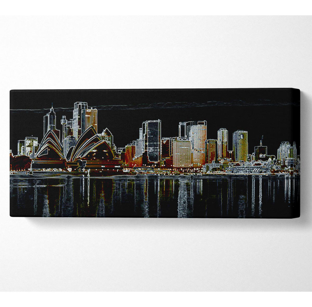 Sydney Skyline Opernhaus Psychedelisch - Leinwanddrucke auf Wrapped Canvas