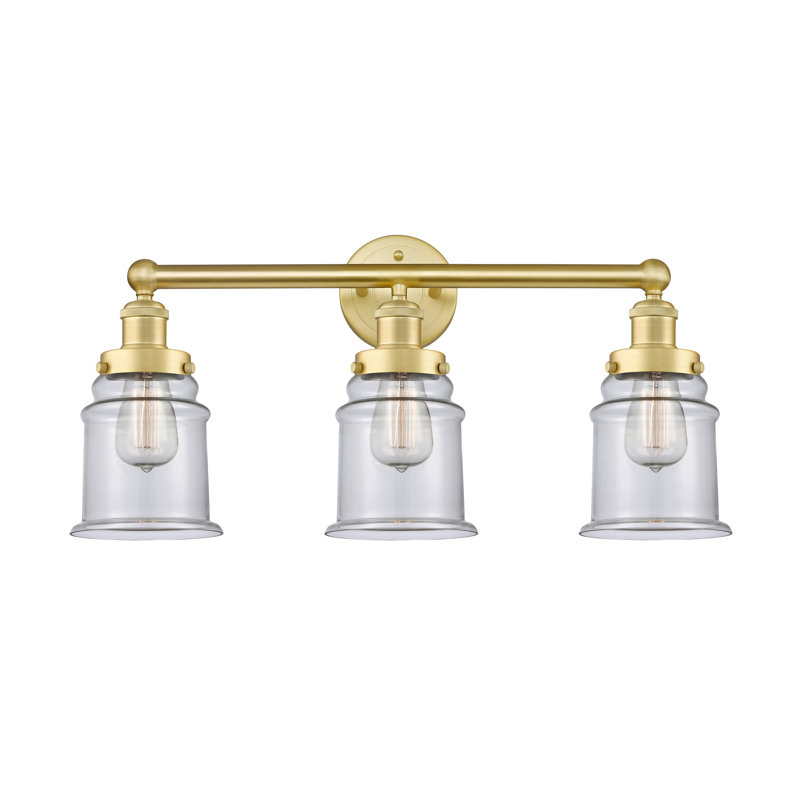 Éclairage pour meuble-lavabo de salle de bain 3 lumières Cailen de la collection Edison, Transparent, Or satiné