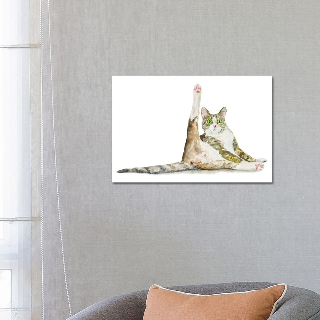 Funny Yoga Cat by - Wrapped Canvas Graphic Art
