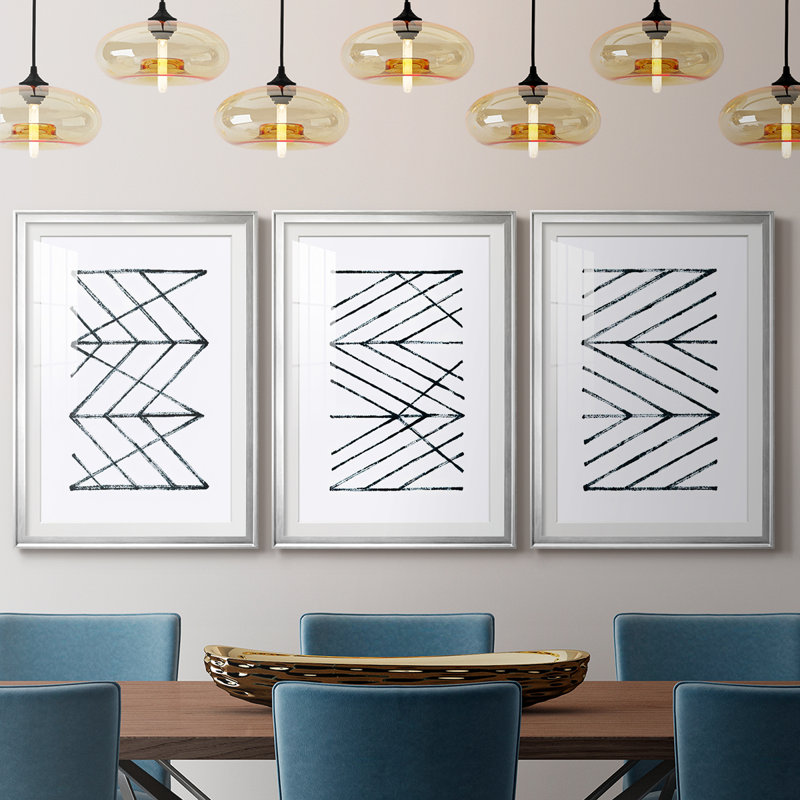 3 pièces, Argent argent, H 15 po x l 19 po