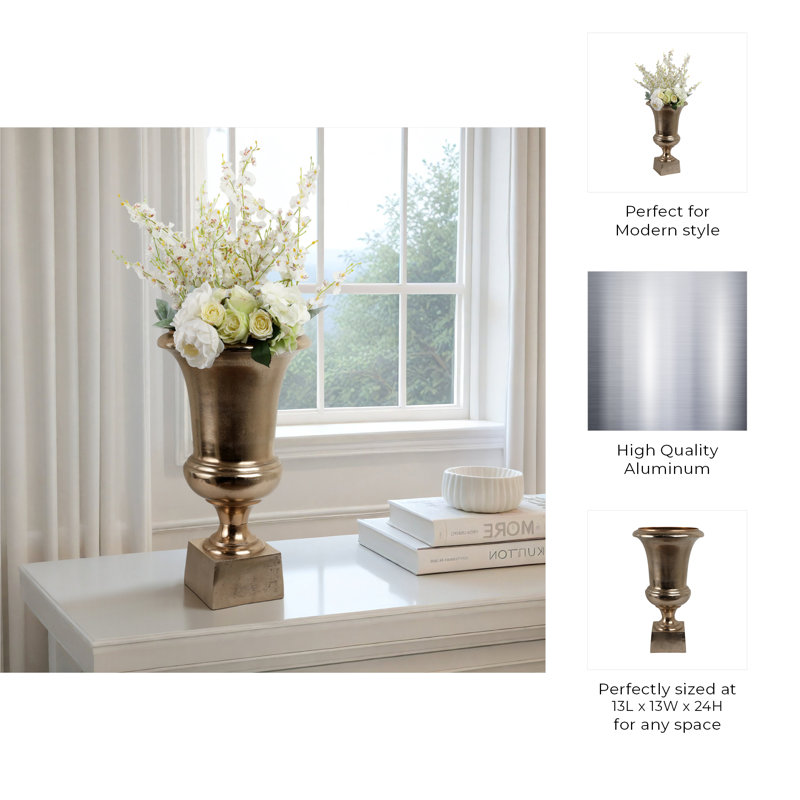 Kenosha Handmade Aluminum Floor Vase, Gold