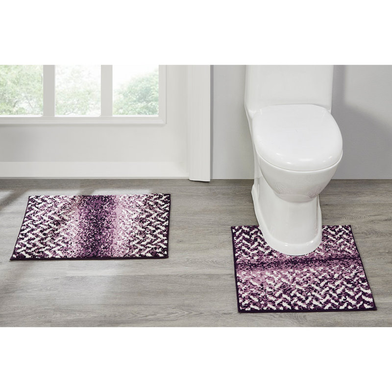 Annalia Non-Slip Bath Rug, Purple, 2 PCs Set(17" x 24"|20" x 20")