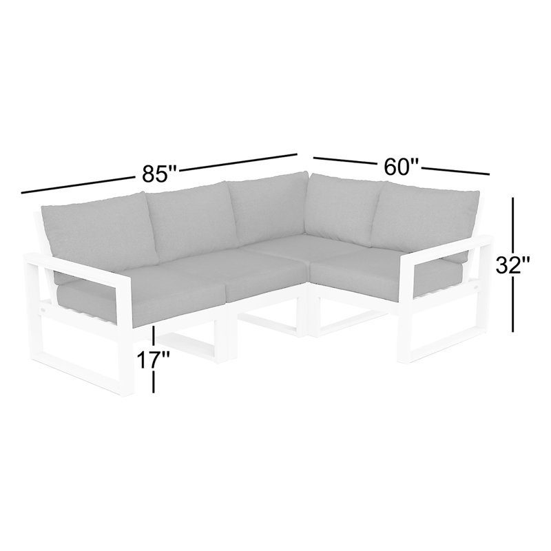 EDGE 4-Piece Modular Deep Seating Set, Black, Weathered Tweed