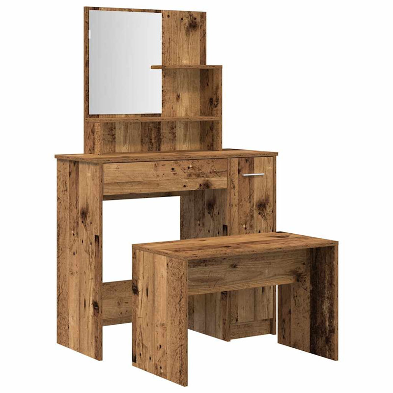 Libaan Dressing Table with Mirror, Old Wood