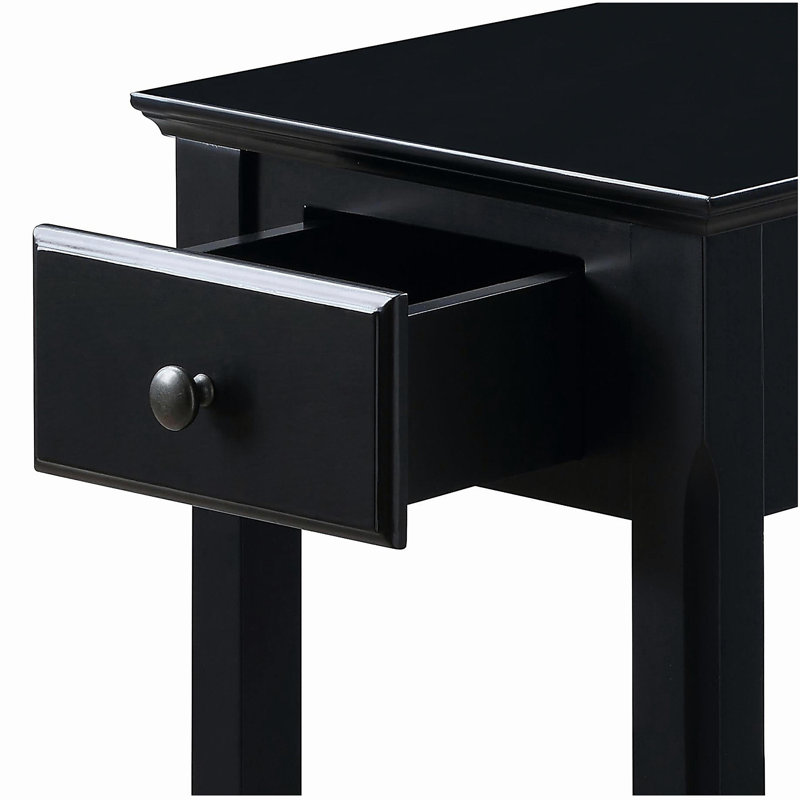 Black Accent Table with Bottom Shelf