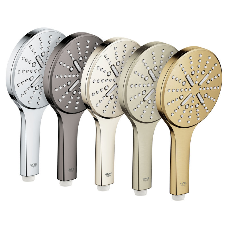 GROHE Rainshower 3-Setting Handheld Shower Head, Rain Jet Settings, 1.75 GPM, Brushed Cool Sunrise