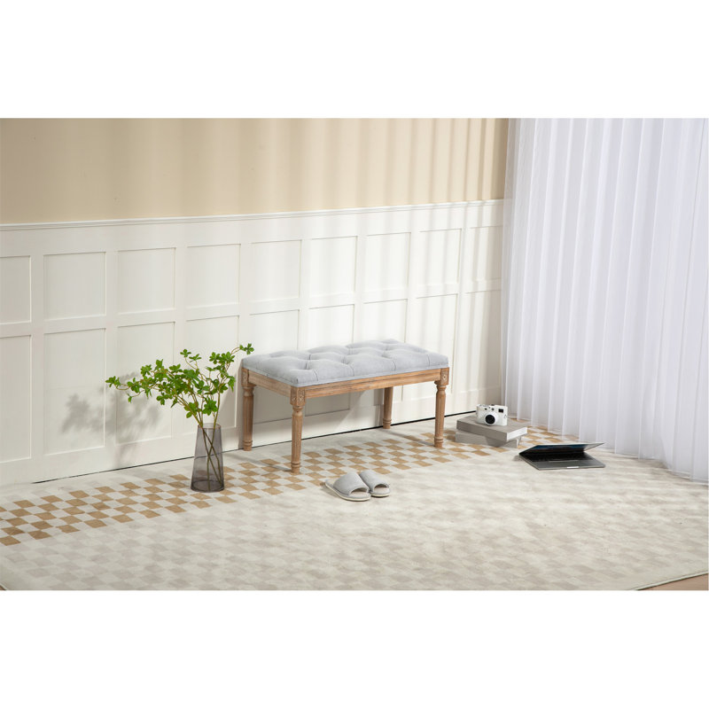 Charming Upholstered Bedroom Bench For Various Rooms, Enhancing Comfort And Style, Light Gray