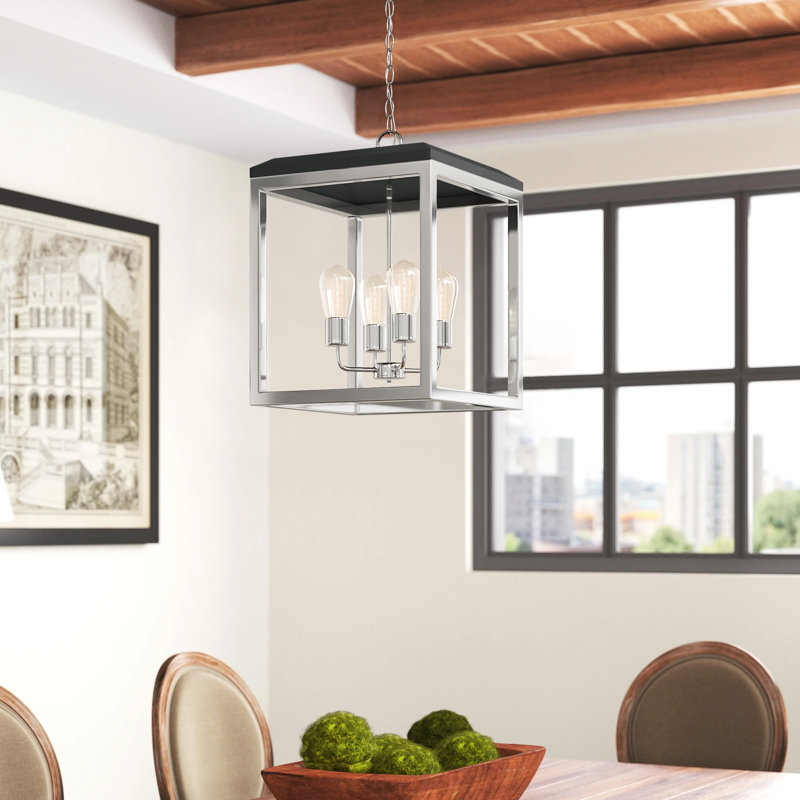 Luminaire suspendu carré à 4 lumières Adel