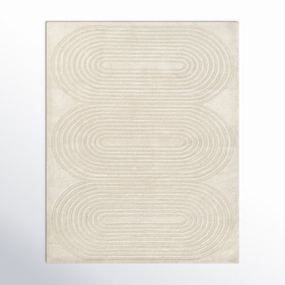 Tillie Geometric Handmade Tufted Wool Ivory Area Rug