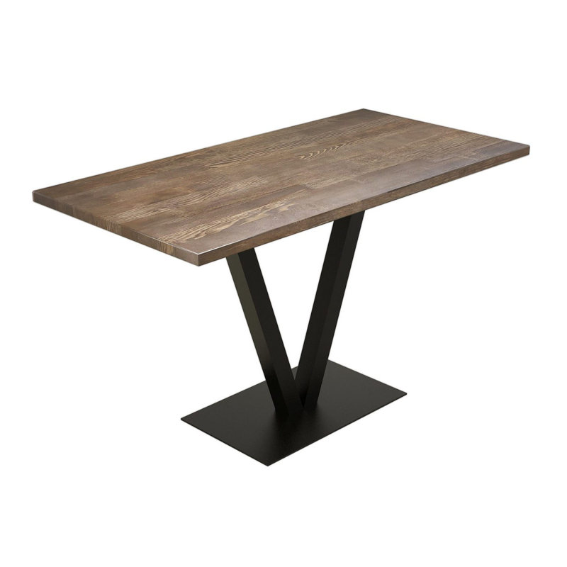 Modern Dining Table with Metal Legs, Walnut & Black Finish, 49.2 x 30.3 x 26.0 inches | 100% Pine Wood Construction, Durable & Stylish | Perfect for Contemporary Dining Rooms & Industrial Decor