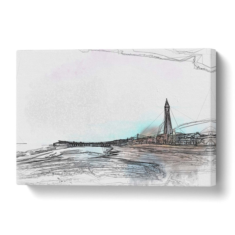 Blackpool Tower And Beach - Wrapped Canvas Print, 91.4 cm H x 61 cm W