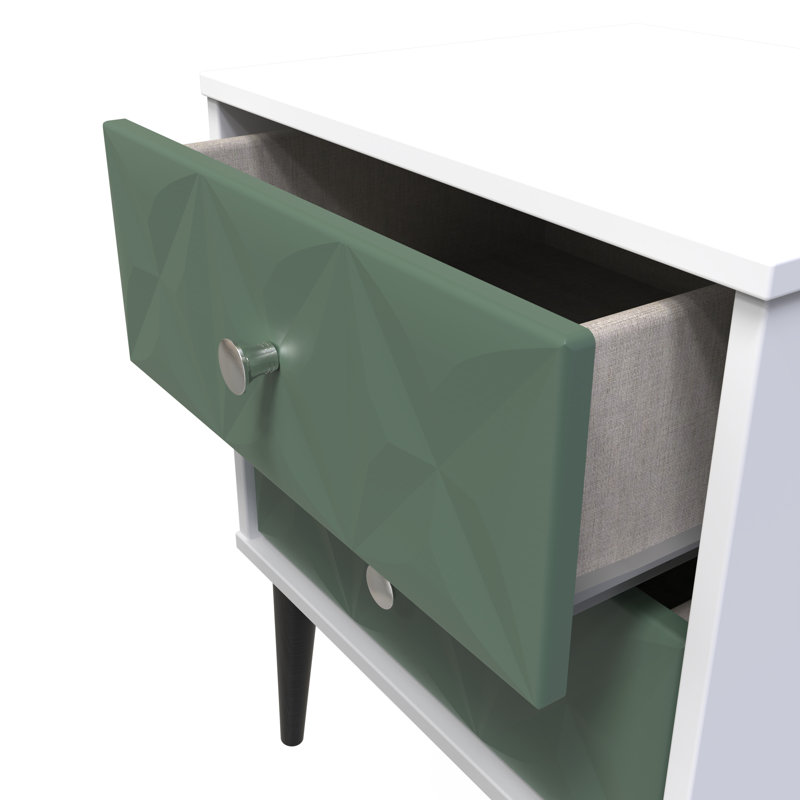 Fully Assembled Gitschier 2 DrawerÂ Bedside Table, White, Green