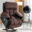 Le fauteuil électrique électrique Power Lift, adapté aux personnes âgées, avec fonctions de chauffage et de vibration, cuir polaire avec USB, peut être utilisé pour s'allonger. Brun noir
