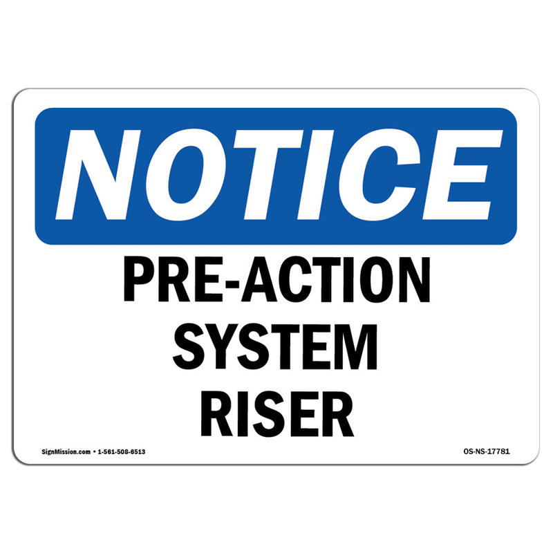 Pre-Action System Riser Sign