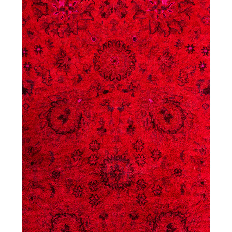 Overdyed Hand-Knotted Wool Modern-Contemporary Pink Area Rug 8' 2" x 8' 2"