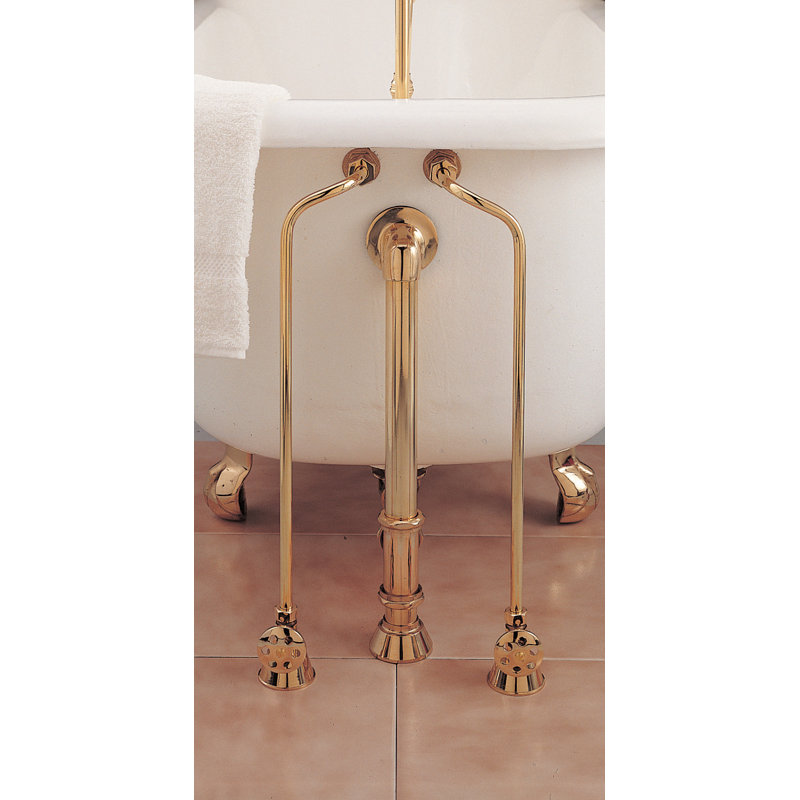 Ensemble d'alimentation de baignoire avec double tubulure décalée, Laiton ultra enduit