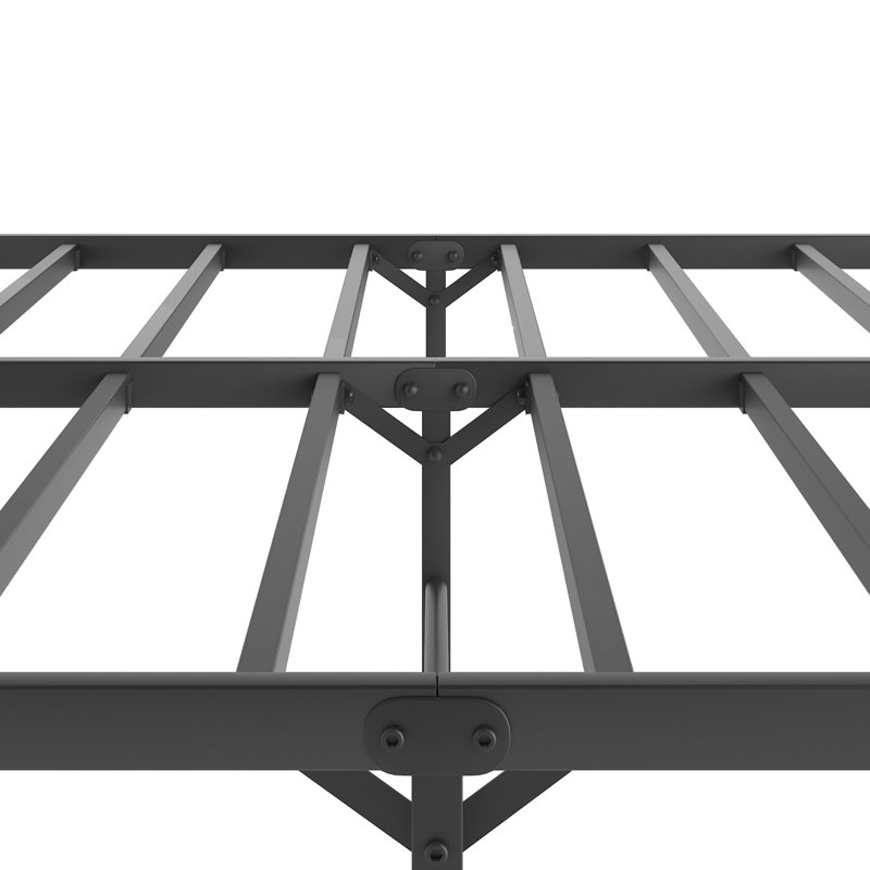 Très grand lit plateforme en métal, avec structure de lit très grande et fiable, solide, sans sommier, noir pour une bonne nuit de sommeil