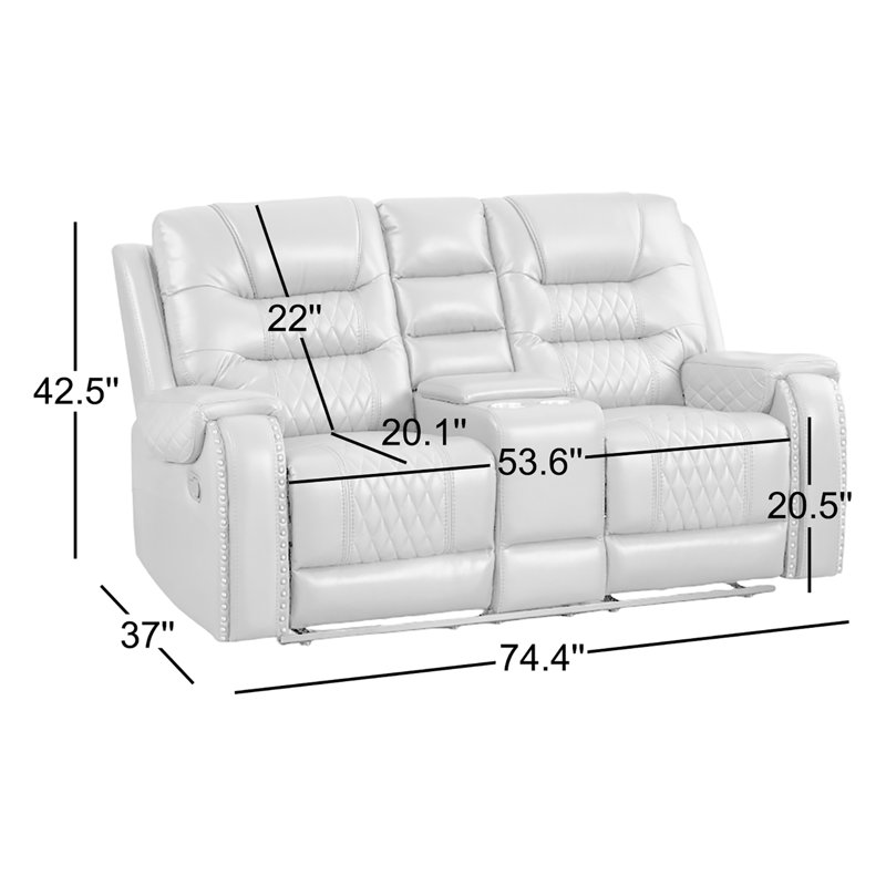 Ilyia Two Tone Vegan Leather Livingroom Reclining Loveseat, Black/Brown Faux Leather