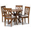 Lavoie Grey Fabric 5-Pc Dining Set in Walnut Brown Finished Wood, 37.4'' H X 17.7'' W X 20.5'' D