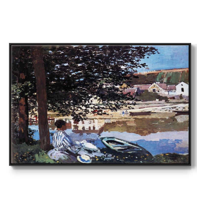 «The River Has Burst Its Banks» par Claude Monet - reproduction sur toile flottante, Noir, noir, noir, noir