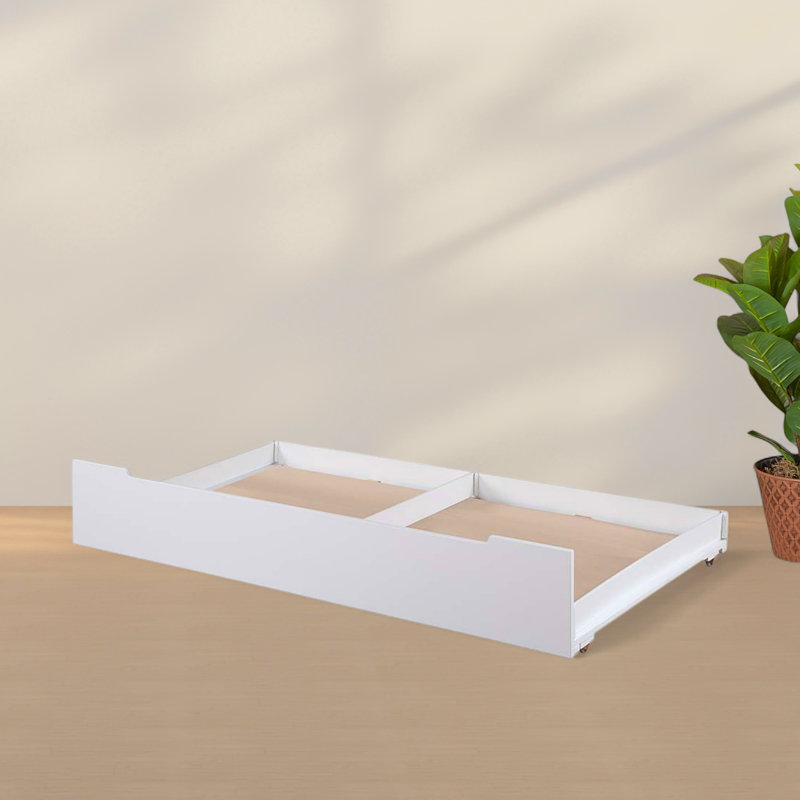 Lit gigogne simple Nyx, finition chêne et blanc