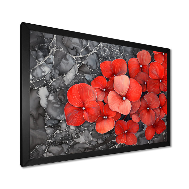 Aura fleurie d'hortensia II - salon d'art mural hortensia, H 12 po x l 20 po, Noir