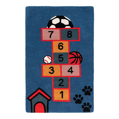 Unique Loom Hopscotch Playtime Kids Wool Rug