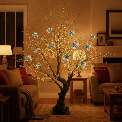 6.5 Ft Led Branch Tree With 3072 Lights, Plug-in Lighted Tree With Timer, Diy Bendable Branches, Waterproof Decorative Tree With Metal Base For Indoor & Outdoor Home Decor