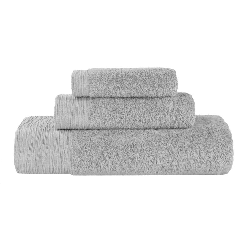 Ensemble de serviettes en rayonne de bambou et en coton mélangé hypoallergénique, Platine, Ensemble 3 serviettes de bain