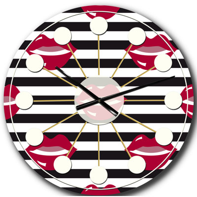 Horloge murale rouge Mid-Century