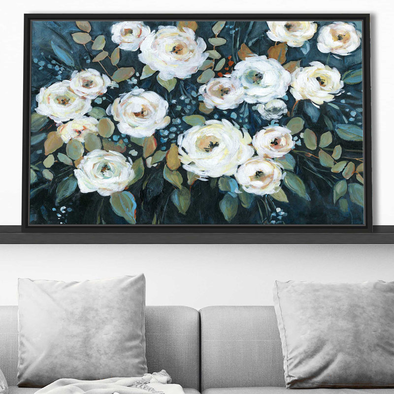 Moonlit Garden I par - Peinture, H 21,5 po x l 33,5 po x P 2 po, Cadre flottant noir