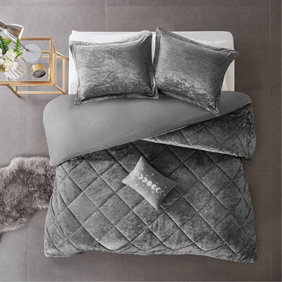 Ensemble de housse de couette en velours avec coussin décoratif