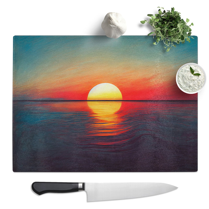 Delightful Ocean Sunset  Glass Chopping Board