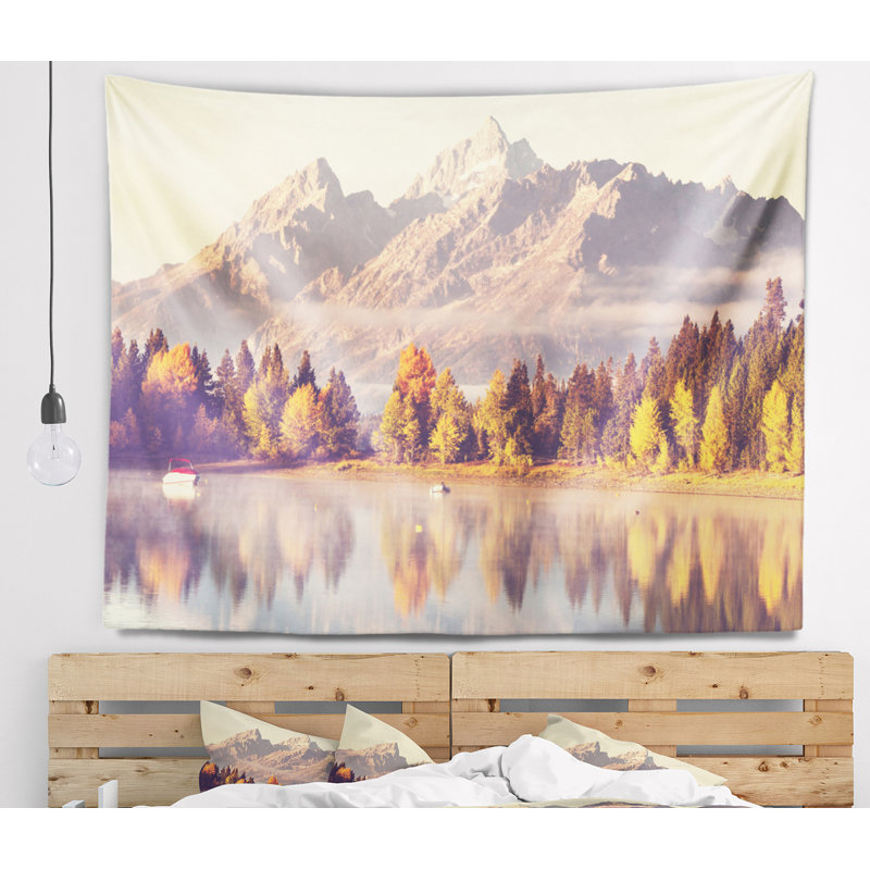 Paysage, tapisserie du parc national de Grand Teton, H 68 po x l 80 po
