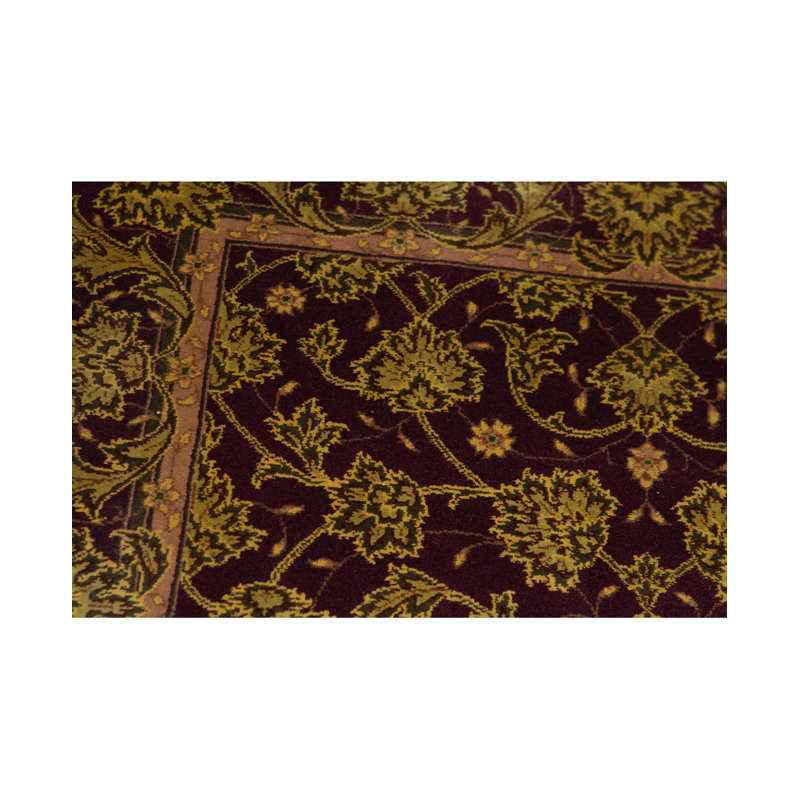 Wool Oriental Area Rug in Wine/Gold