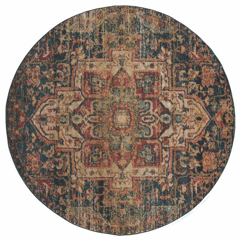 Hicklin Synthetic Oriental Indoor Rug, Round 7'10"